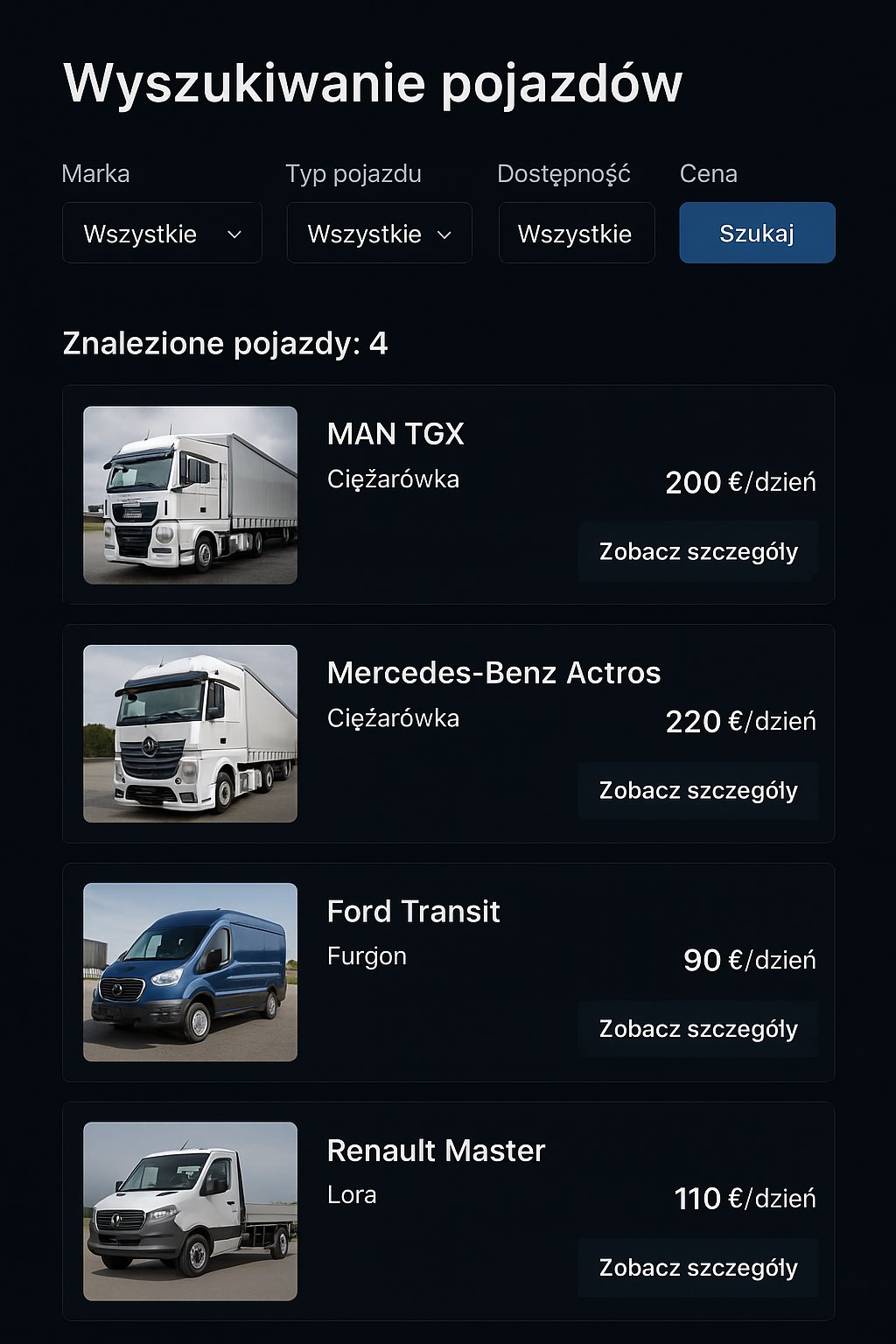 Truckwave — wyszukiwarka pojazdów ciężarowych z filtrami